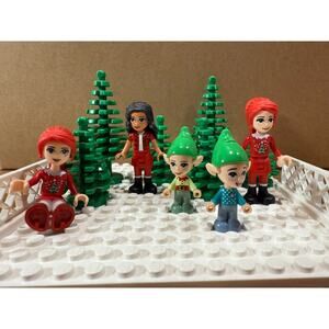 Lego Bundle Christmas Mini Figure Elf Santa Pine Trees Lego Friends